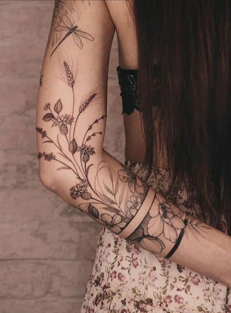 Elegant Floral Forearm Tattoo Design