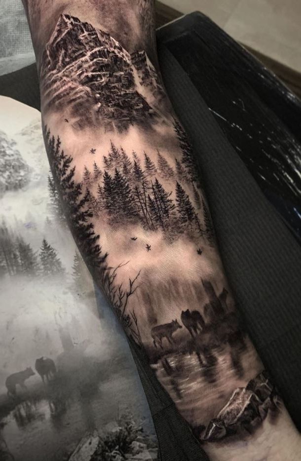 Majestic Mountain Sleeve Tattoo