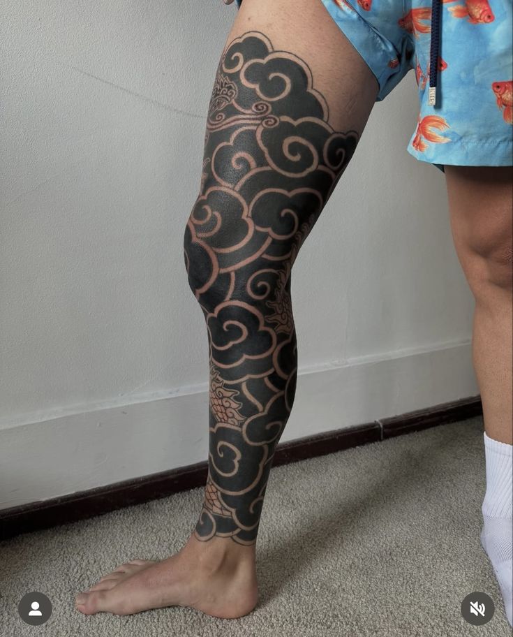 Stunning Geometric Leg Tattoo Design
