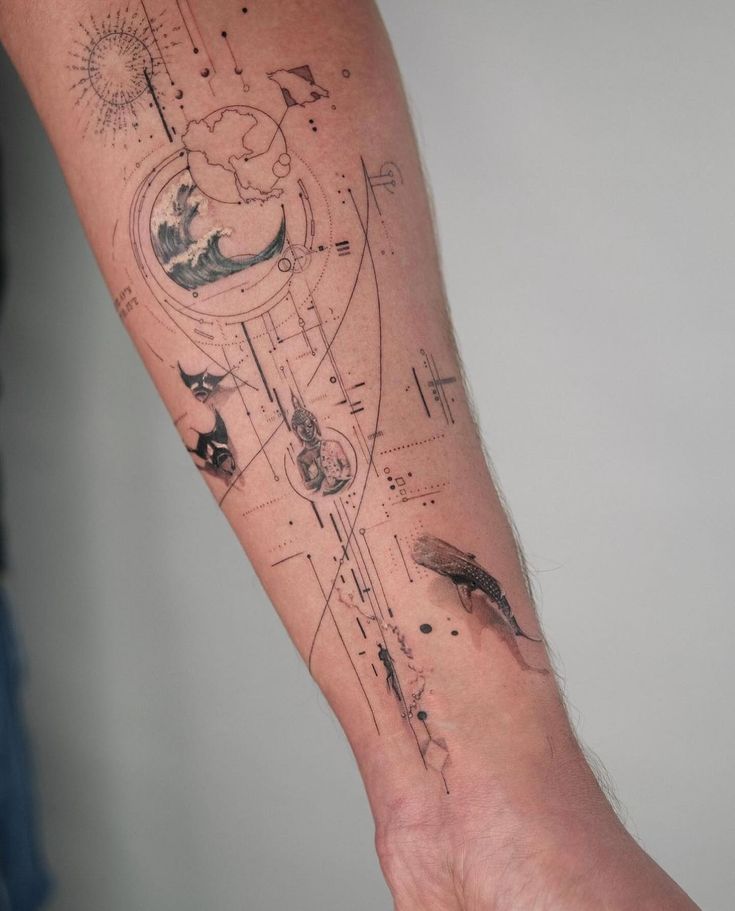 Intricate Geometric Forearm Tattoo Design