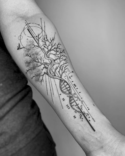 Intricate Geometric Tree Tattoo