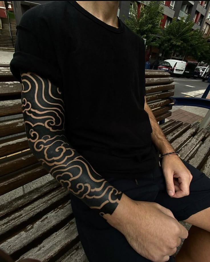 Stunning Geometric Arm Sleeve Tattoo