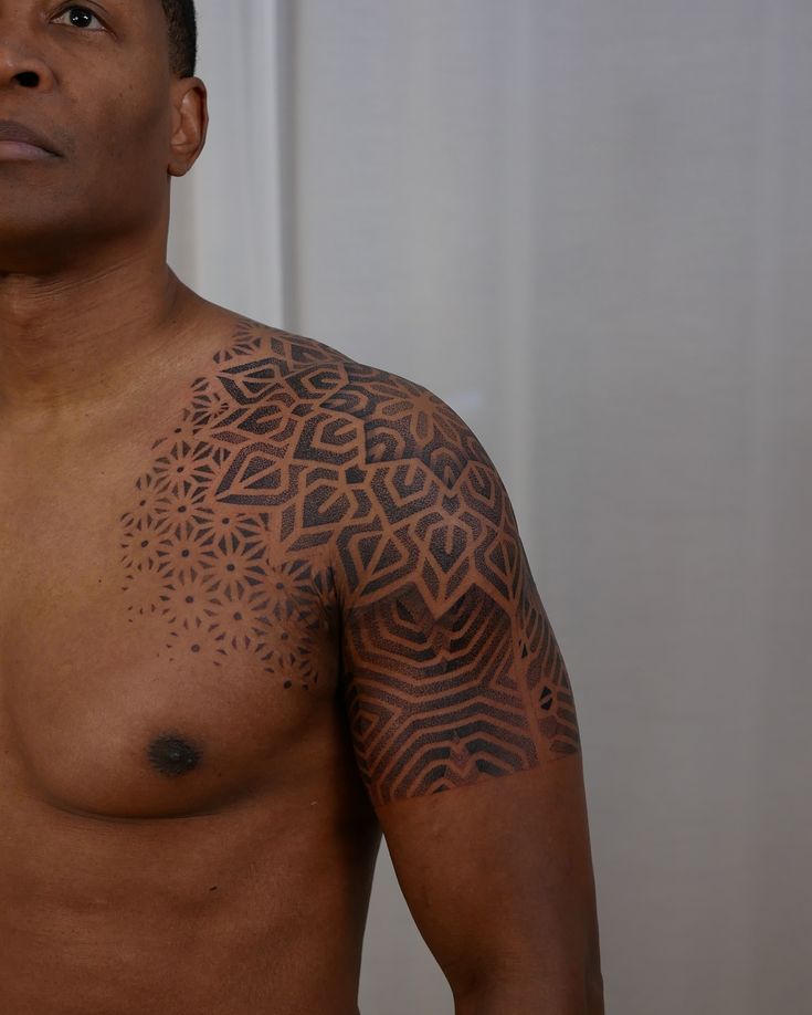 Intricate Geometric Shoulder Tattoo