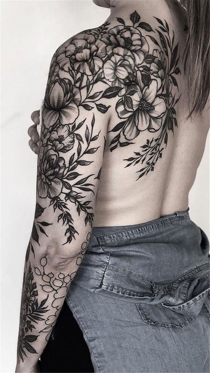 Elegant Floral Half Sleeve Tattoo for Women