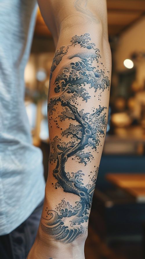 Flowing Waves: A Water-Inspired Forearm Tattoo