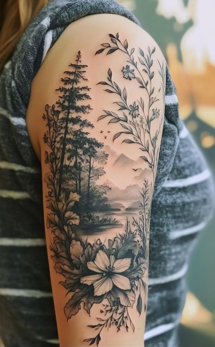 Nature's Embrace Half Sleeve Tattoo