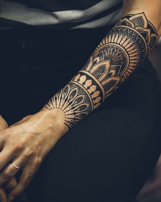 Intricate Mandala Half Sleeve Tattoo Design