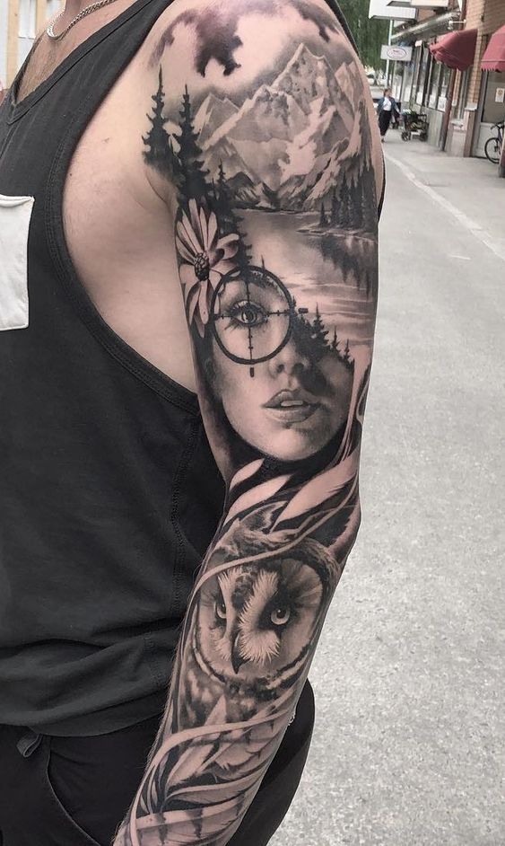 Stunning Realistic Half Sleeve Tattoo Design