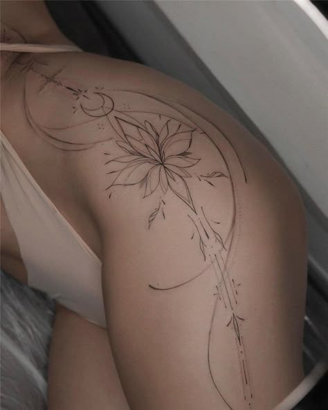 Elegant Minimalist Floral Hip Tattoo