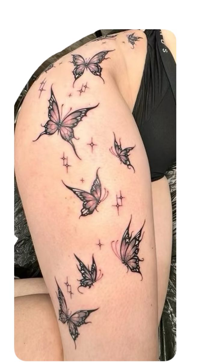 Delicate Butterfly Thigh Tattoo