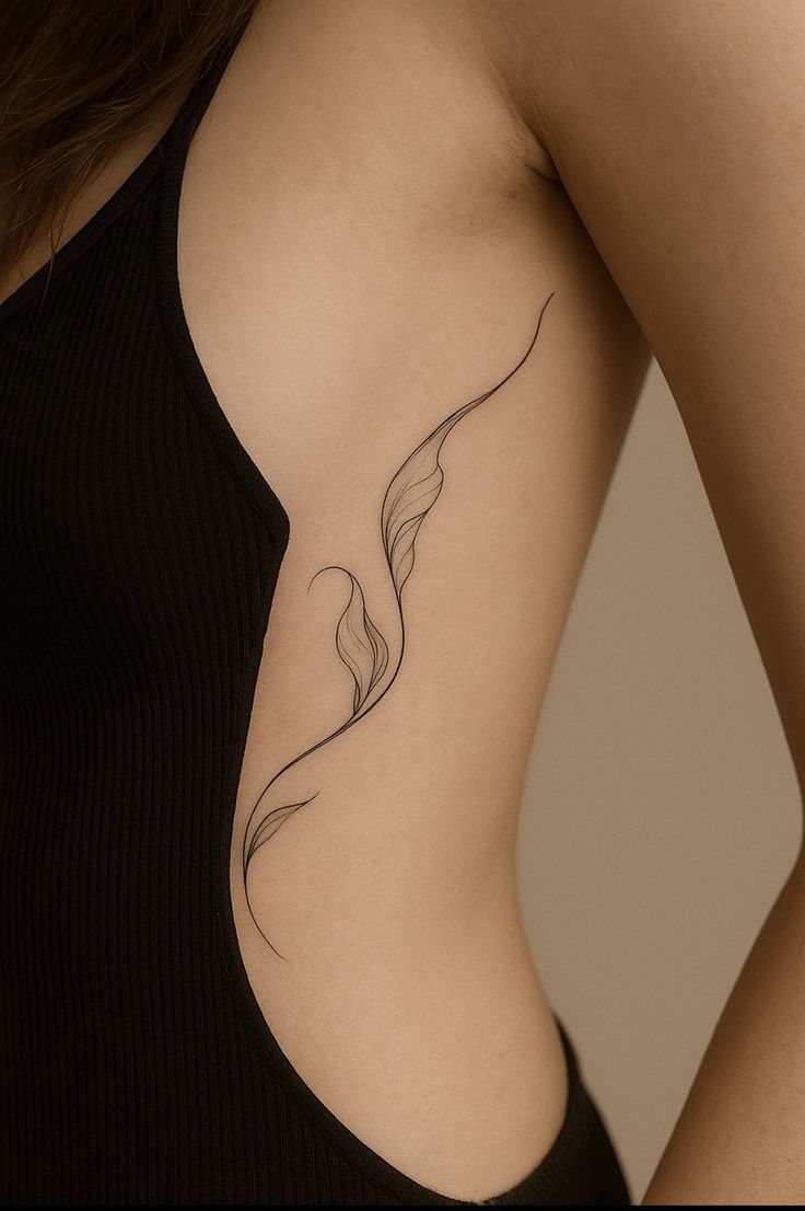 Elegant Minimalist Ribcage Tattoo