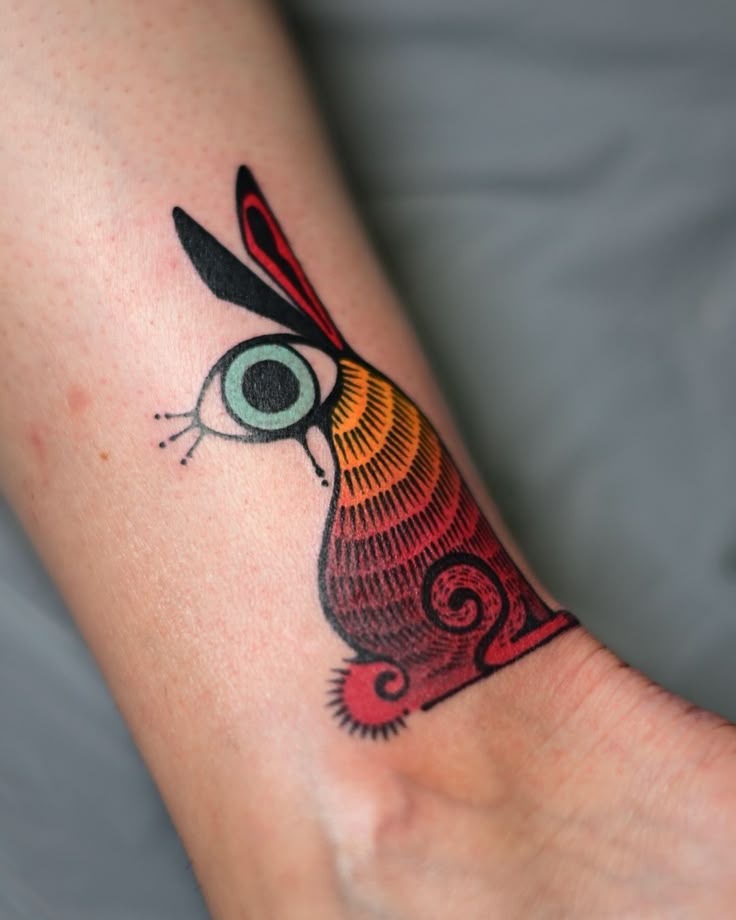 Whimsical Rabbit Tattoo Design