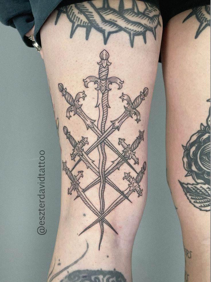 Intricate Sword Blackwork Tattoo
