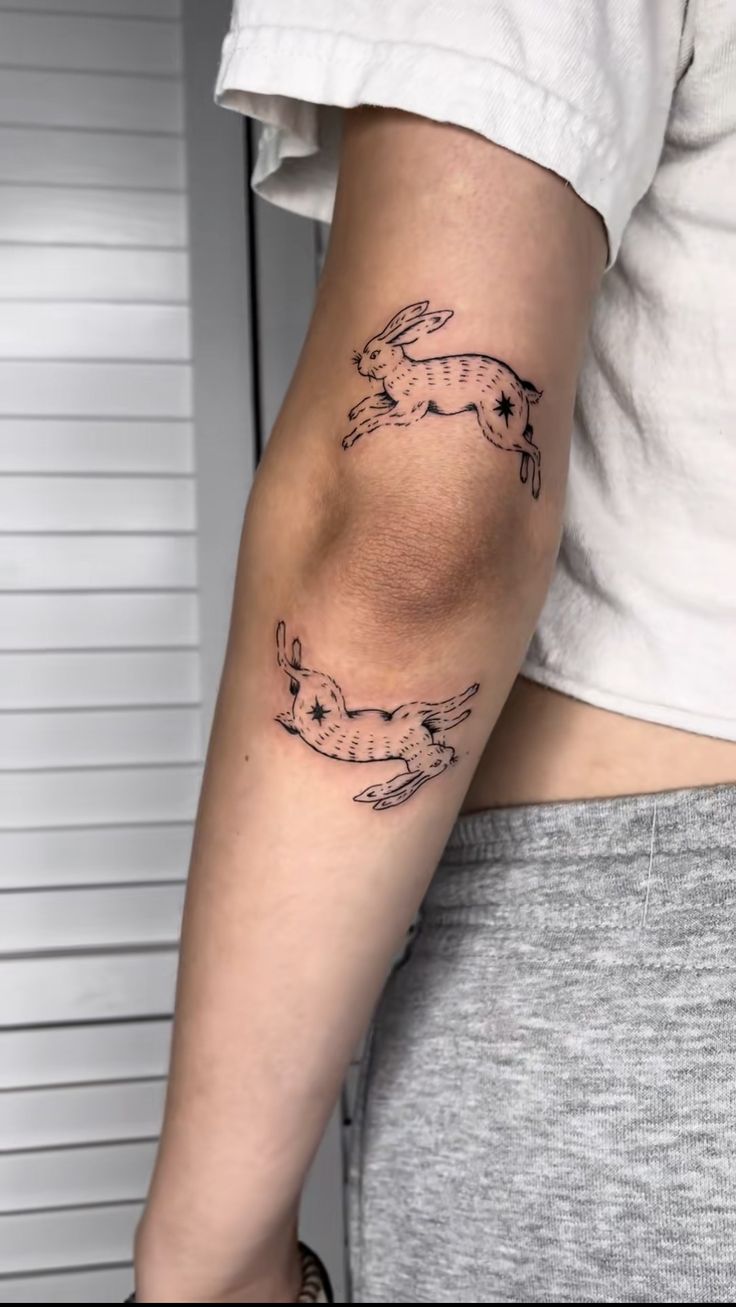 Charming Illustrative Rabbit Tattoo Ideas