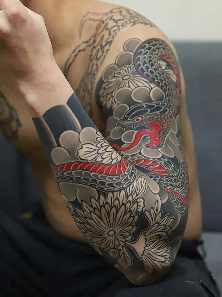 Majestic Japanese Snake Tattoo Design
