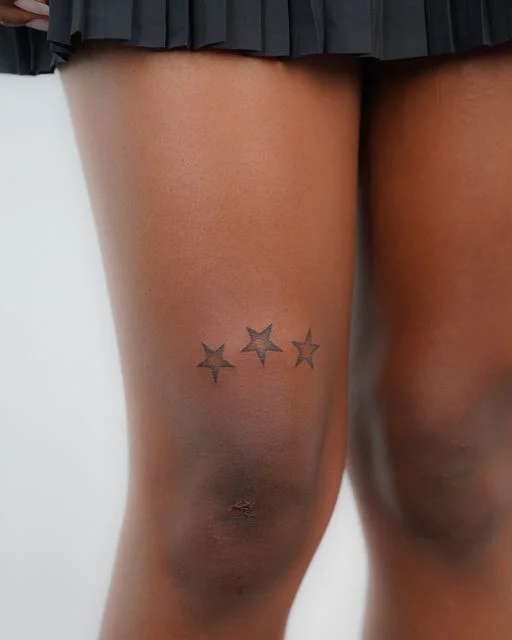 Chic Minimalist Star Knee Tattoo