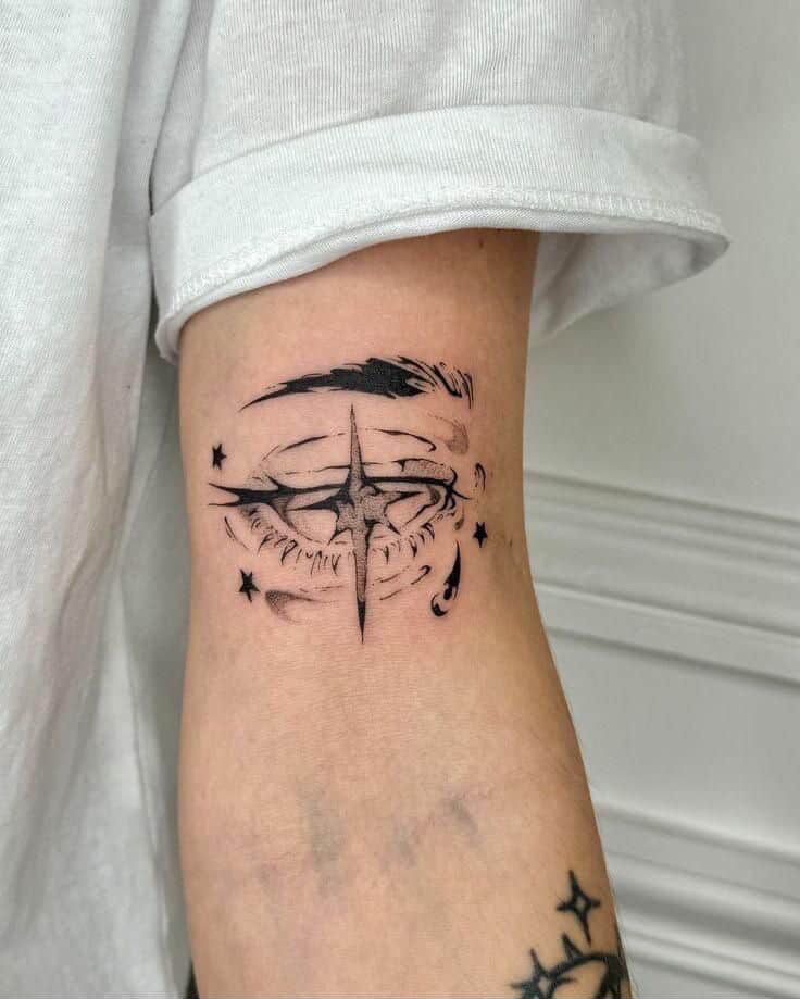 Geometric Eye with Stars Tattoo