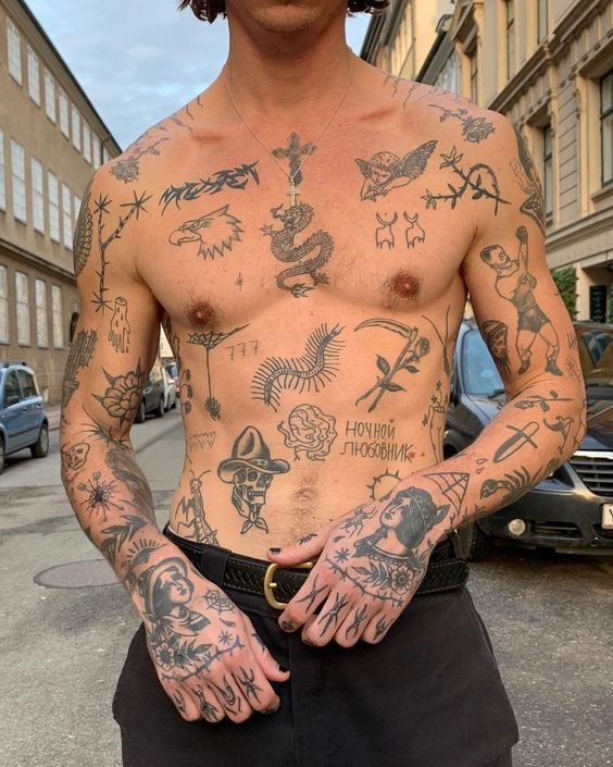 Bold Traditional Chest Tattoos for Men