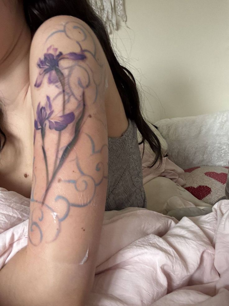 Delicate Watercolor Floral Tattoo
