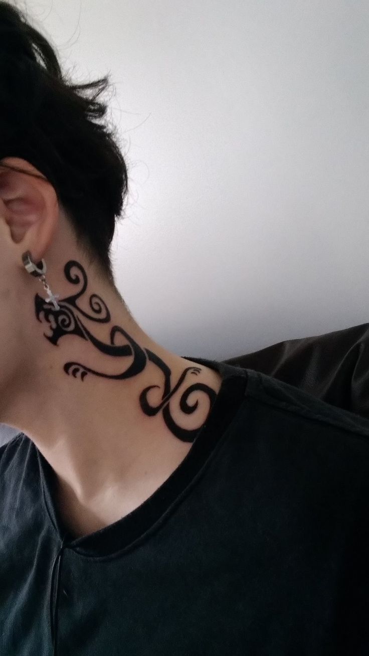 Intricate Tribal Neck Tattoo Design