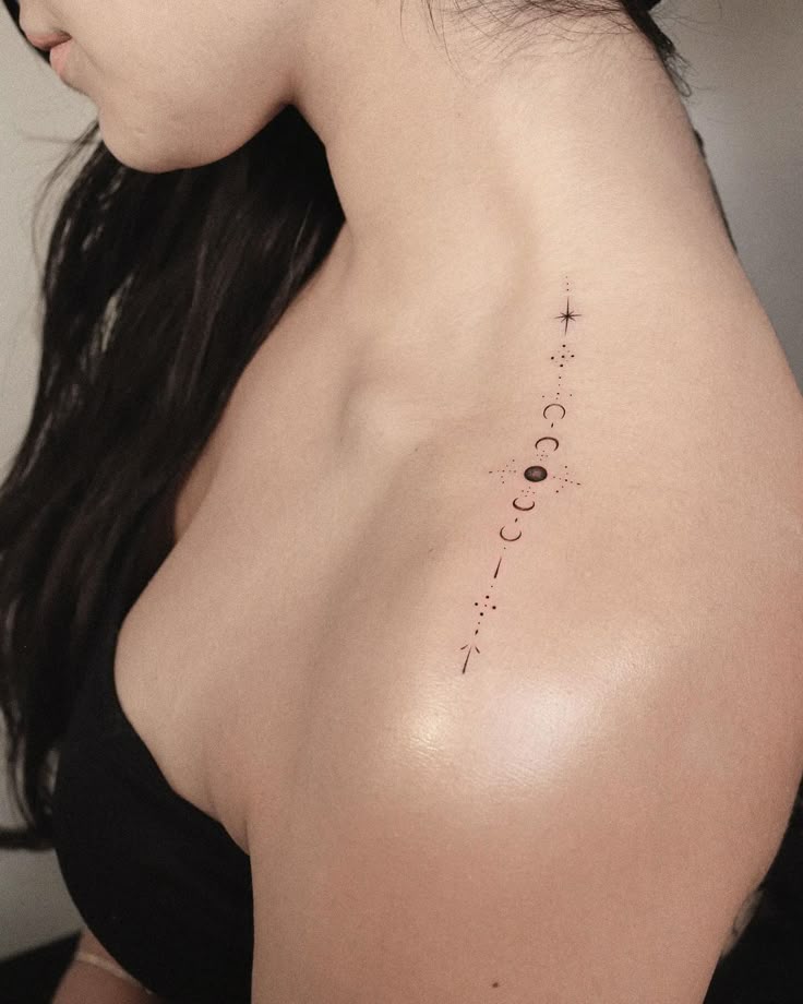 celestial minimalist neck tattoo design