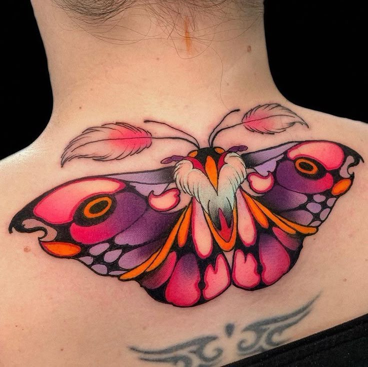 Vibrant Neo Traditional Butterfly Tattoo