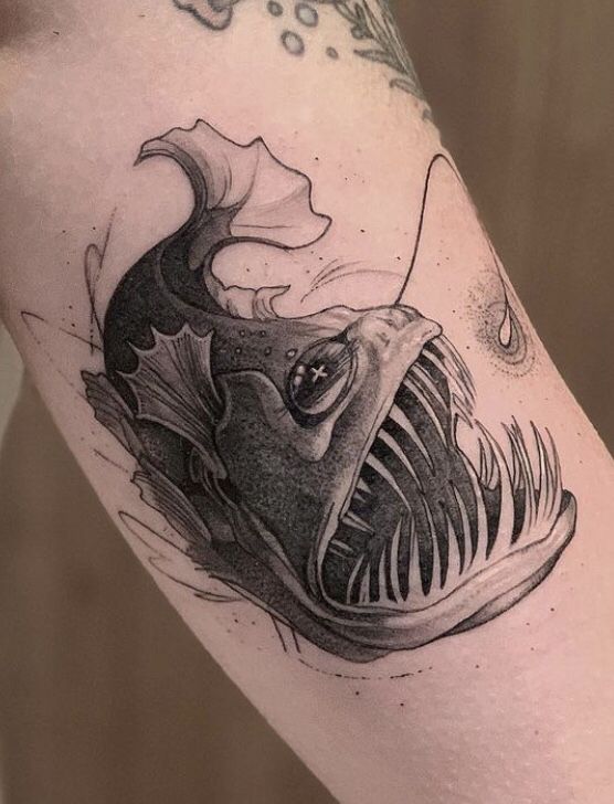 Bold Blackwork Fish Tattoo