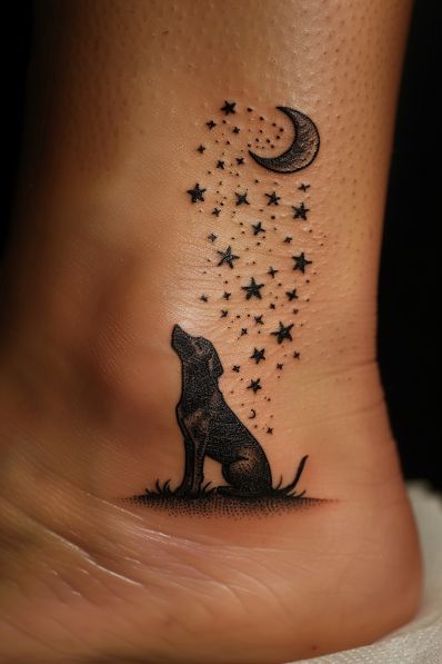 Celestial Dog Tattoo: A Tribute to Your Furry Friend