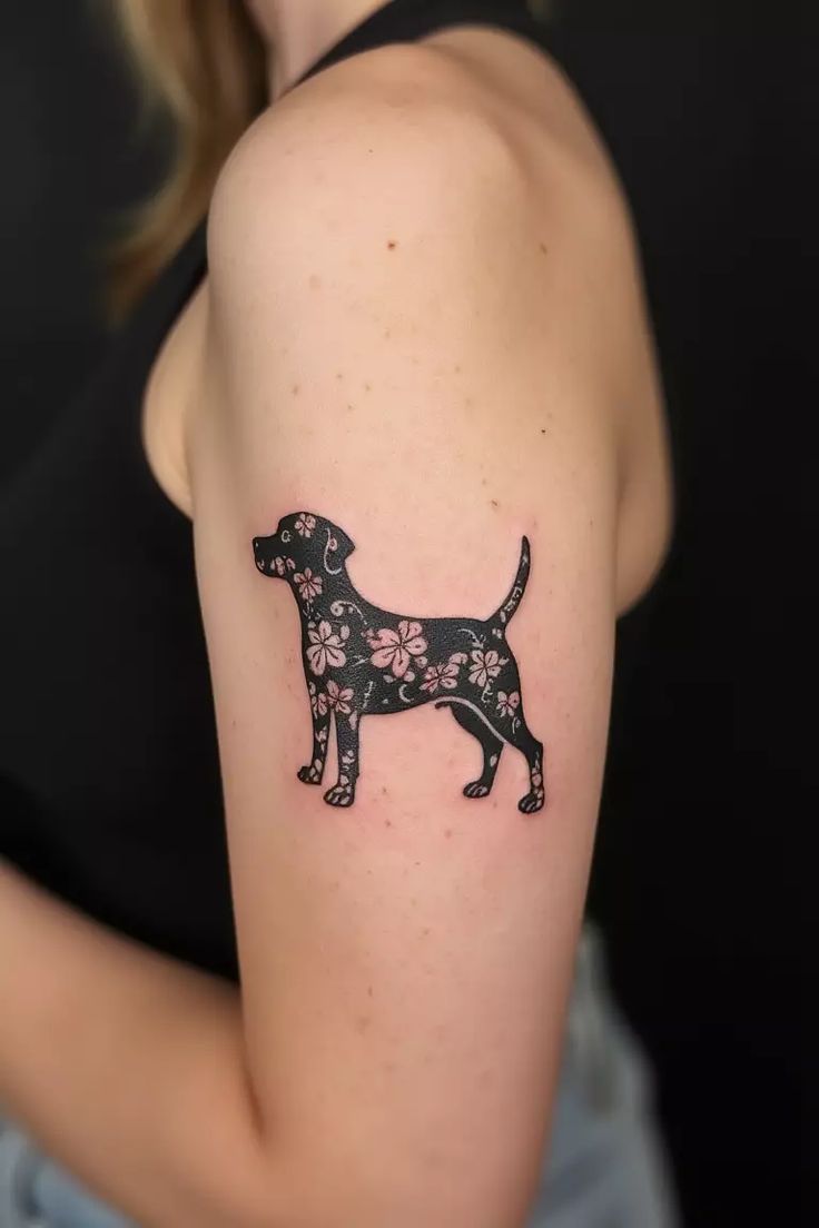Floral Dog Tattoo for Pet Lovers