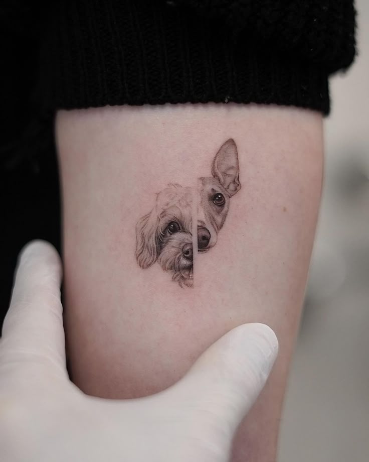 Half-and-Half Pet Portrait Tattoo