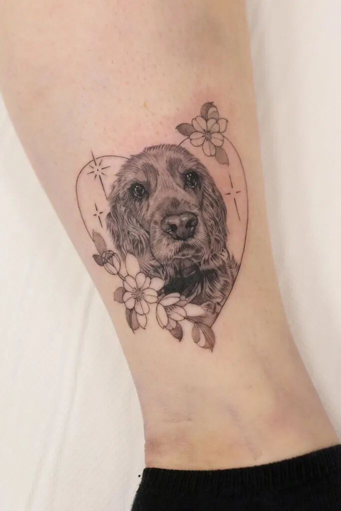 Heartfelt Dog Portrait Tattoo for Pet Lovers