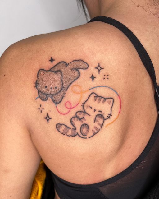 Whimsical Fairy Cat Tattoo