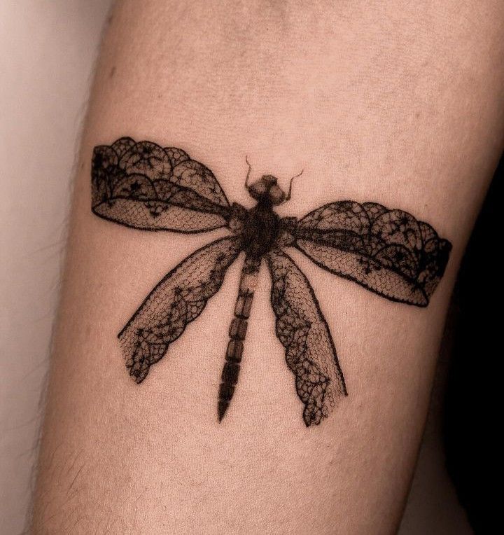 Intricate Dragonfly Lace Tattoo