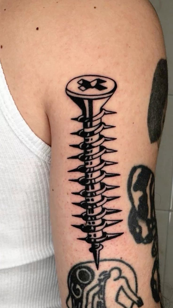 Edgy Screw Tattoo for Bold Statements