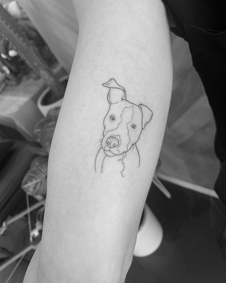 Elegant Staffy Portrait Tattoo