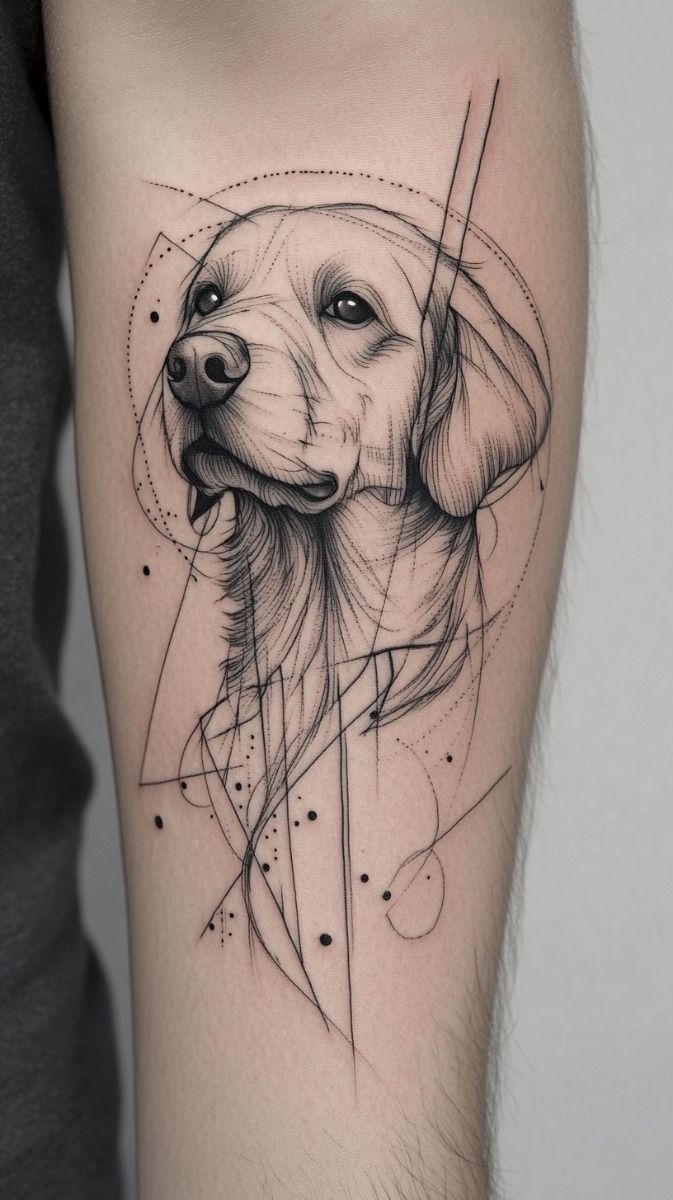 Loyal Companion: Golden Retriever Portrait Tattoo