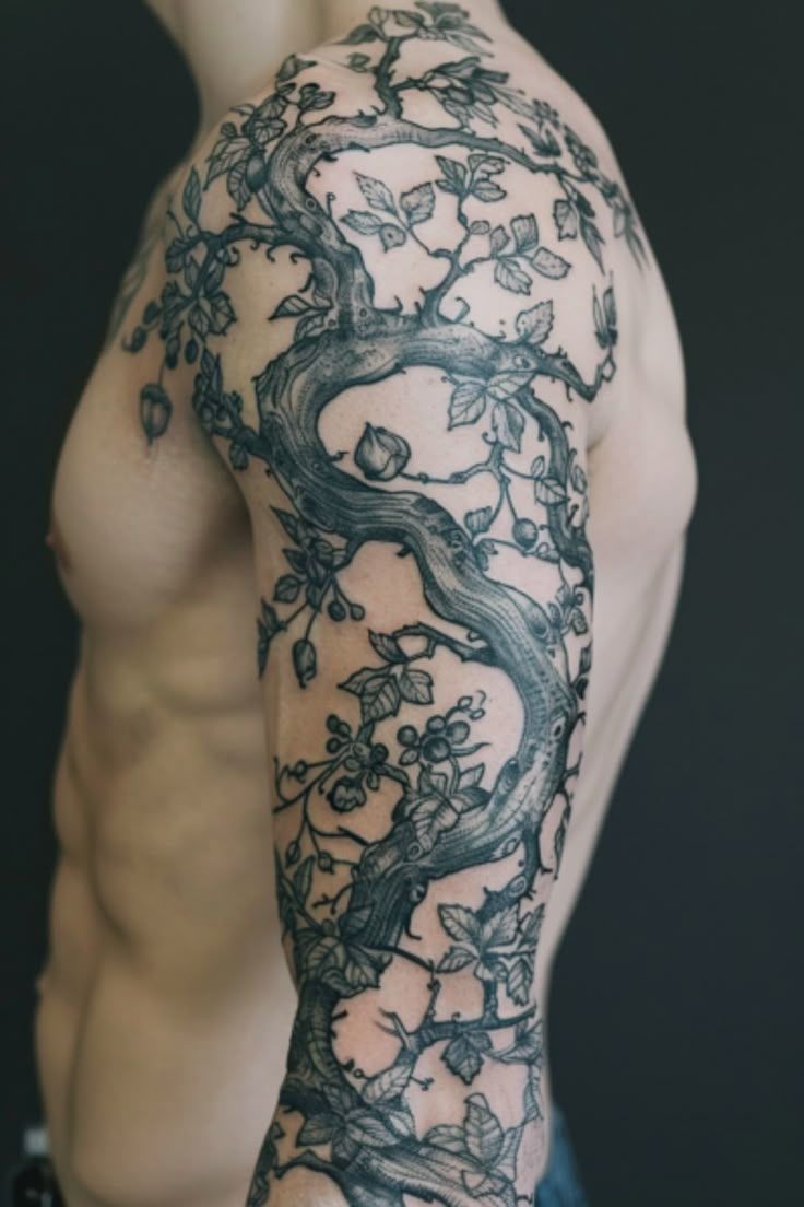 Elegant Vine Realism Tattoo