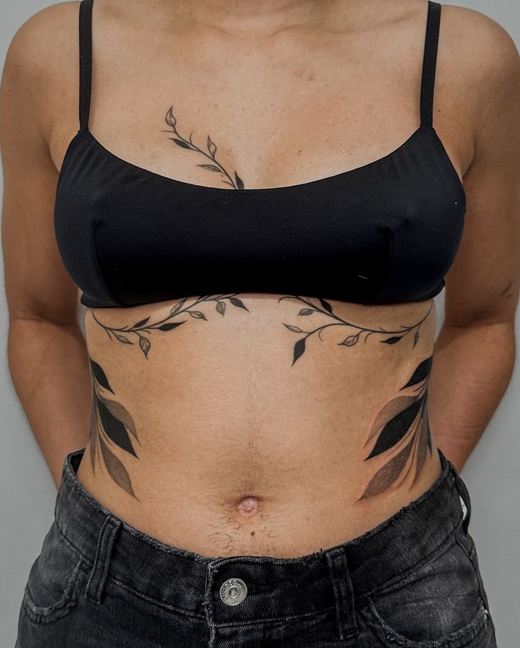 Elegant Floral Rib Tattoo Design