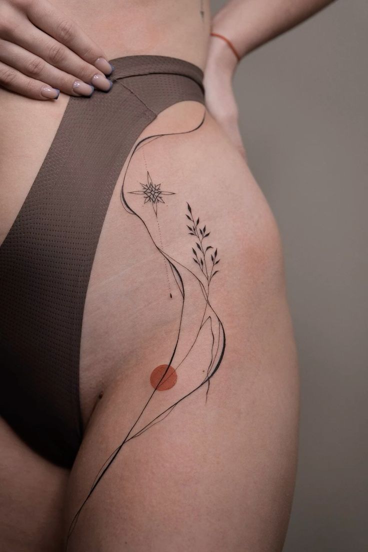 Elegant Minimalist Thigh Tattoo
