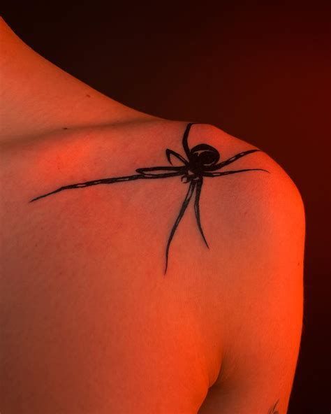Minimalist Spider Shoulder Tattoo