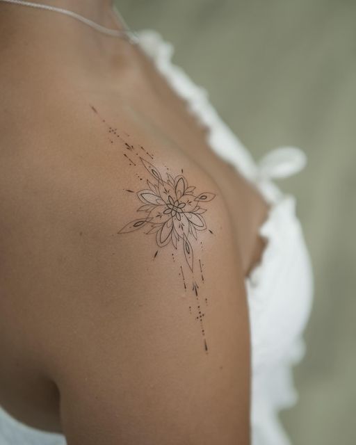 Elegant Floral Shoulder Tattoo