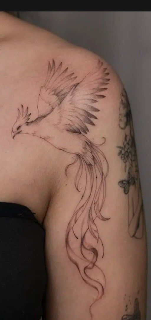 Elegant Phoenix Shoulder Tattoo