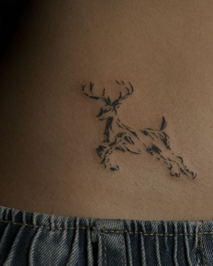 Elegant Deer Sketch Tattoo for the Shoulder