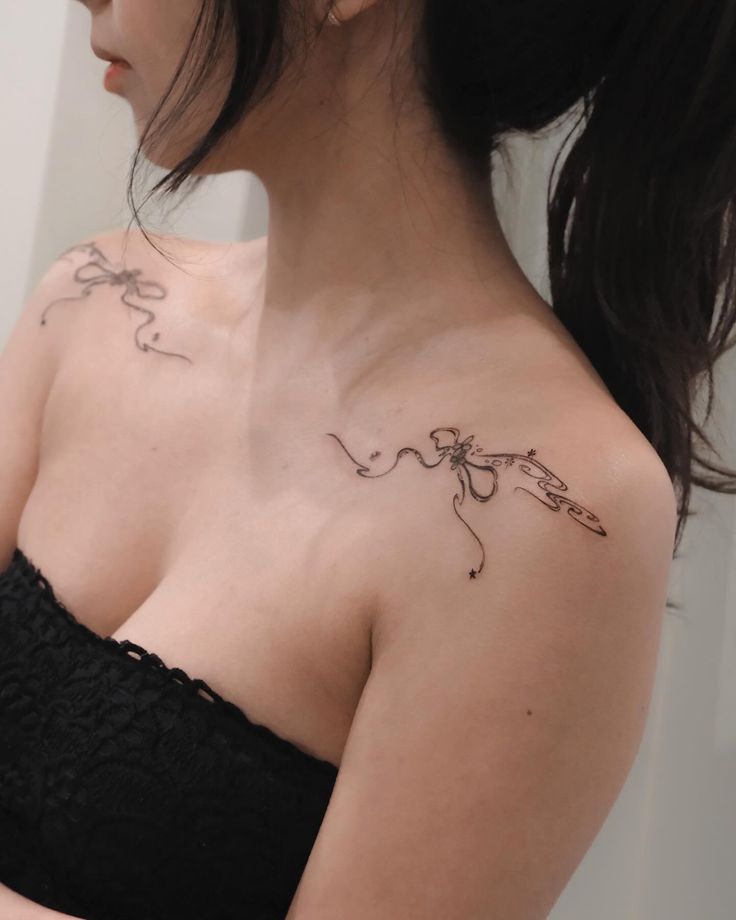 Elegant Abstract Shoulder Tattoo with Celestial Touches