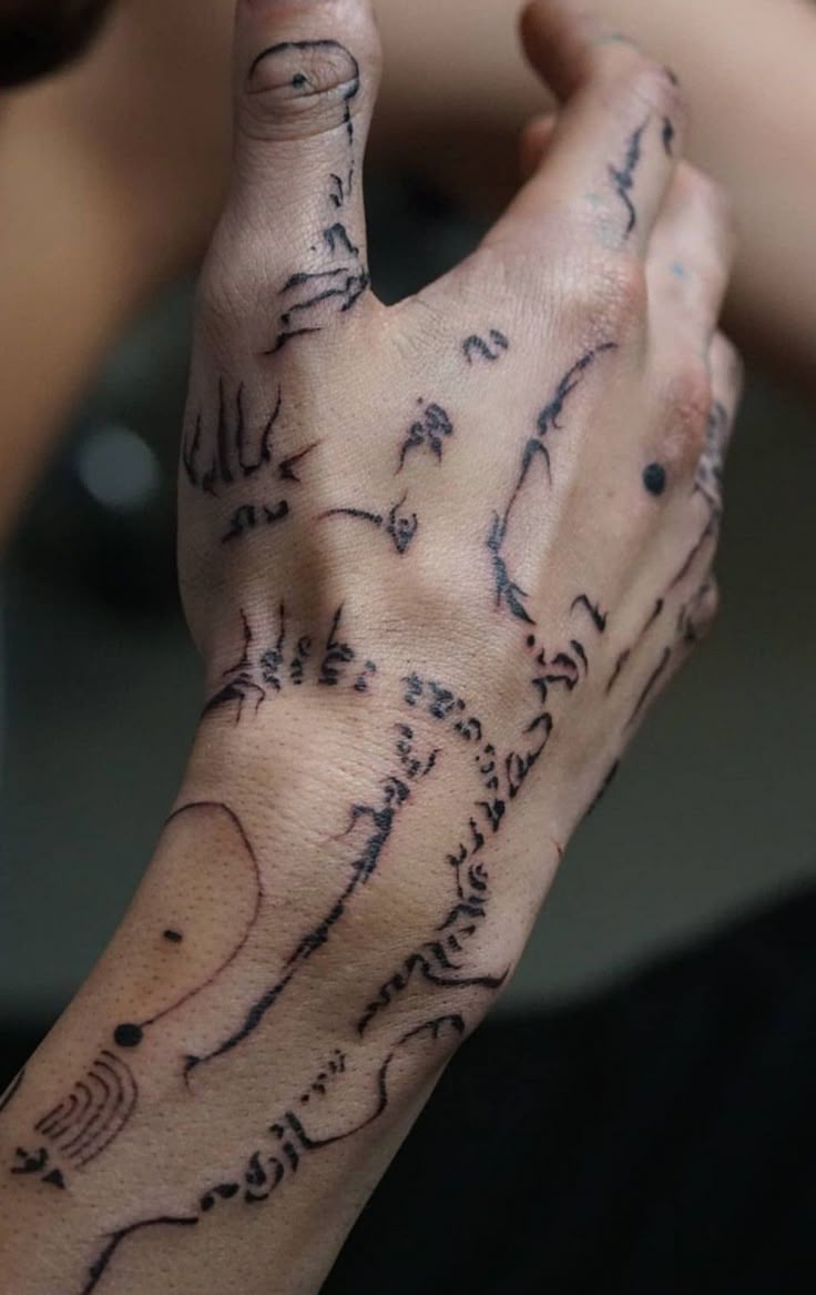 Abstract Sketch Hand Tattoo Inspiration