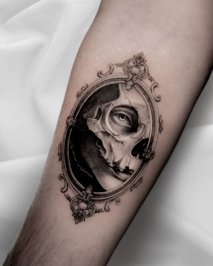 Surreal Skull Frame Tattoo