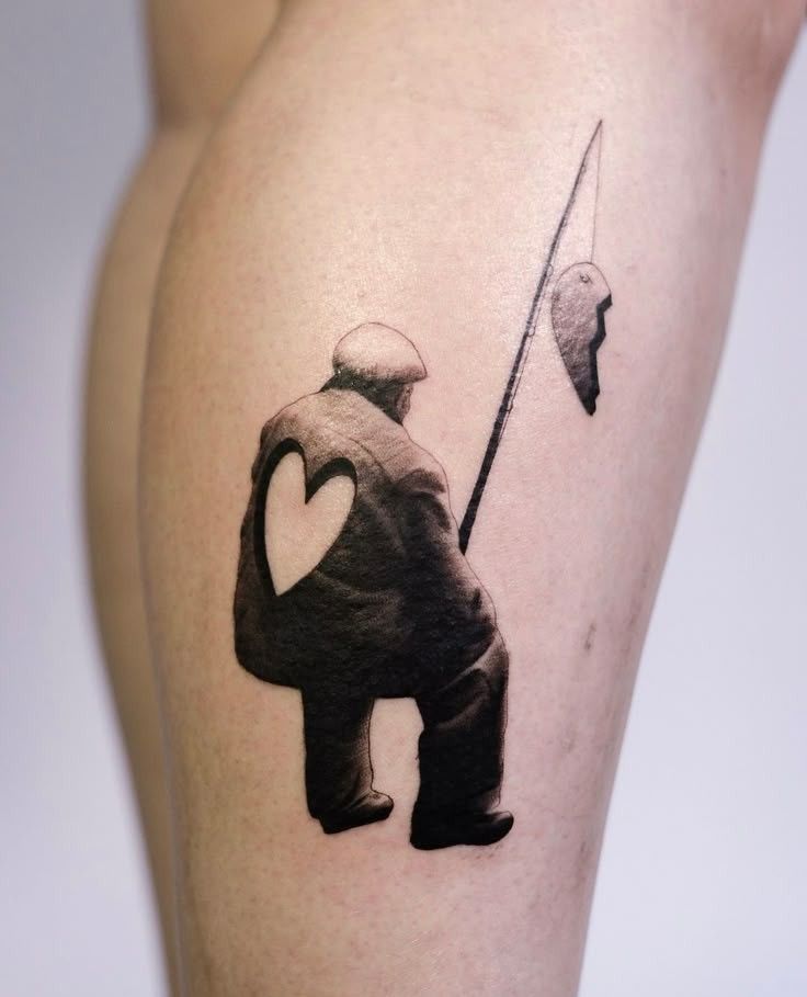 Heartfelt Surrealism Tattoo for the Thigh