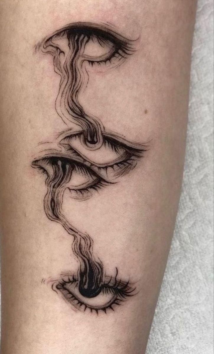 Surreal Eye Flow Tattoo Design