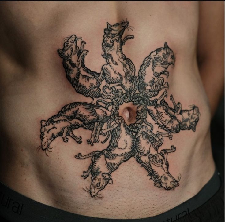 Intricate Surrealism Rat Tattoo