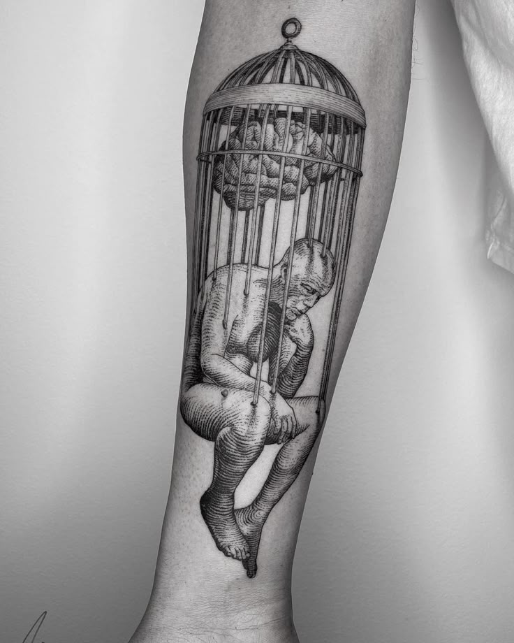 Surreal Reflection: The Thinker Tattoo